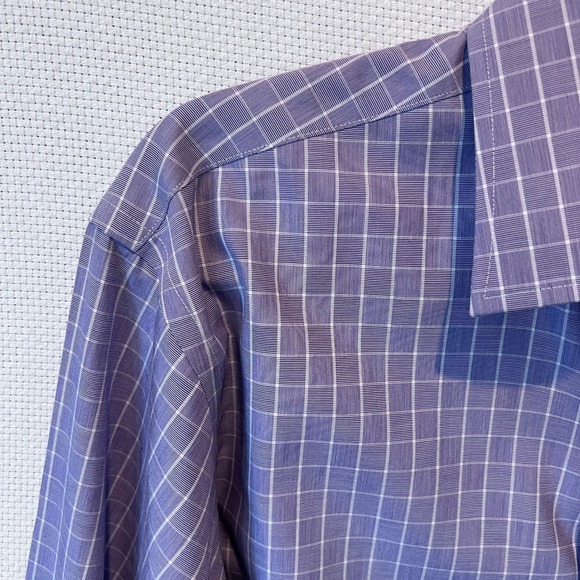 Brooks Brothers 1818 Regent Mens 16 34/35 Purple Windowpane Non-Iron Dress Shirt - Picture 3 of 8